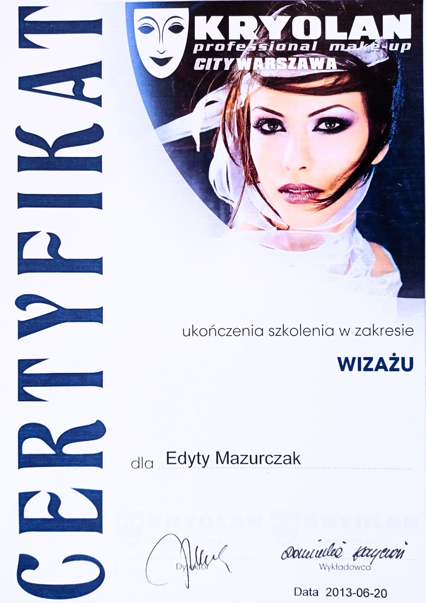 Certyfikat Kryolan Professional Make-up
