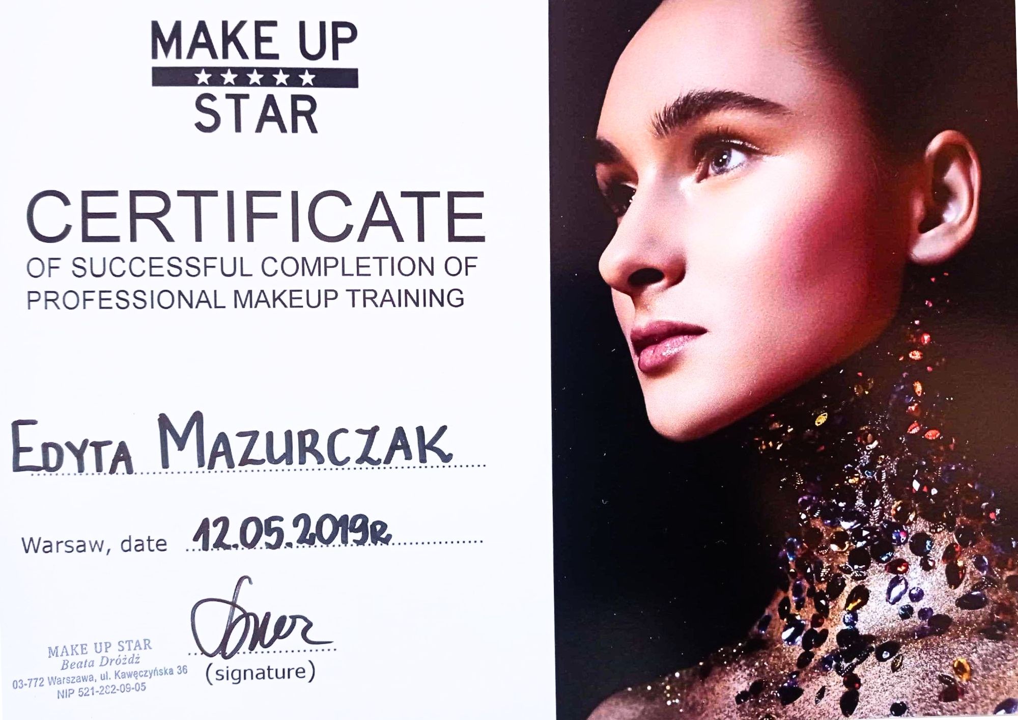 Certyfikat Make Up Star