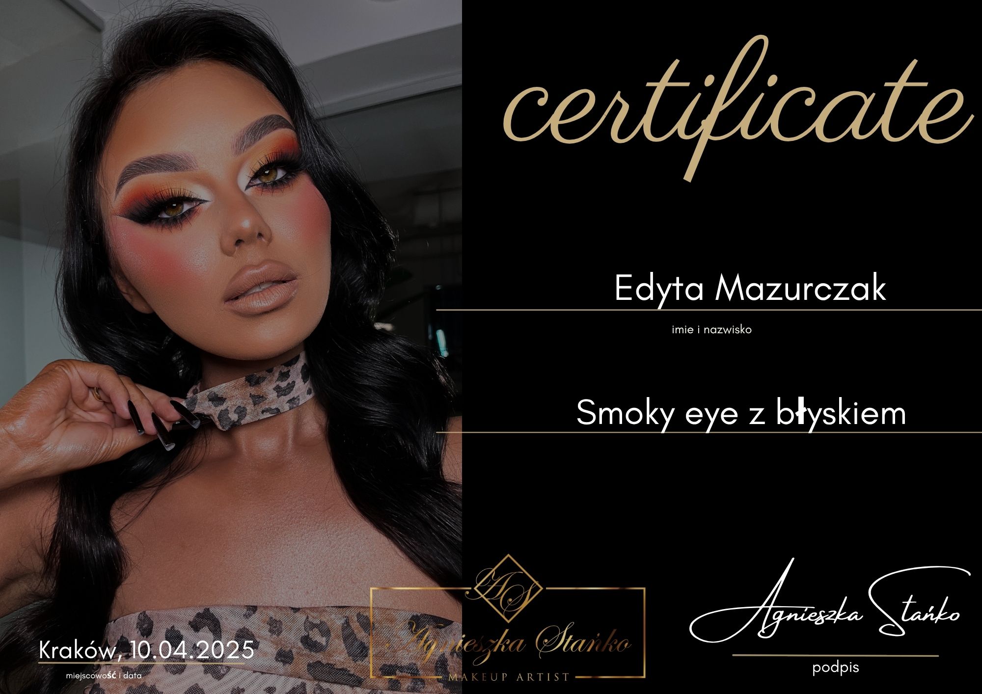 Certyfikat Smoky eye z błyskiem